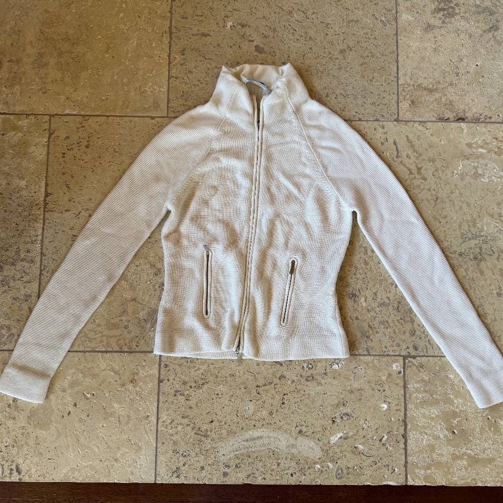 Malo White Cotton Zip Sweater